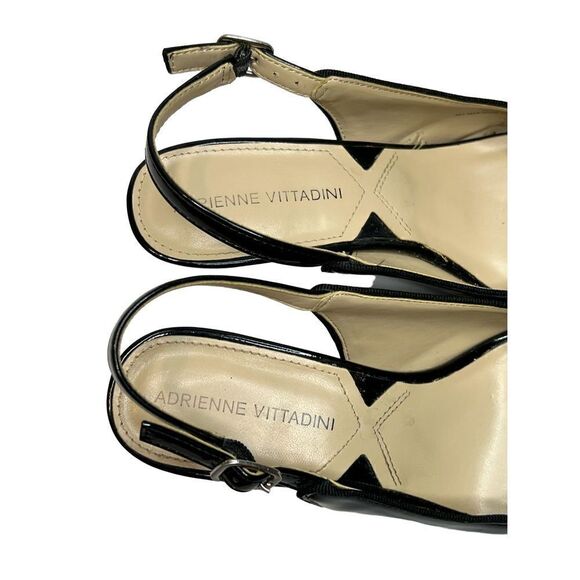 Adrienne Vittadini Shaniya black patent leather pointed toe sling back heels siz - Picture 14 of 16